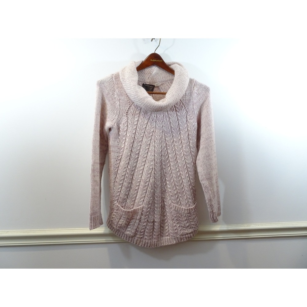 Anthropologie Guinevere Cowl Neck Cable Knit Sweater Lavender Pink Marl Medium